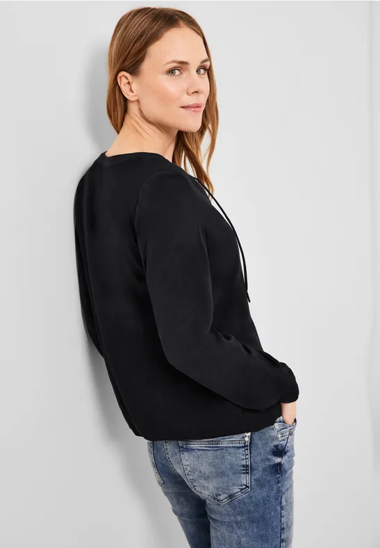 Materialmix Bluse Black