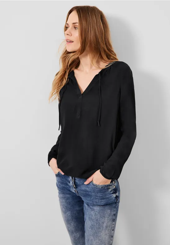 Materialmix Bluse Black