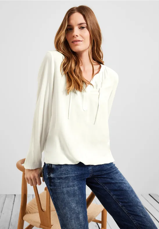 Materialmix Bluse pure off white