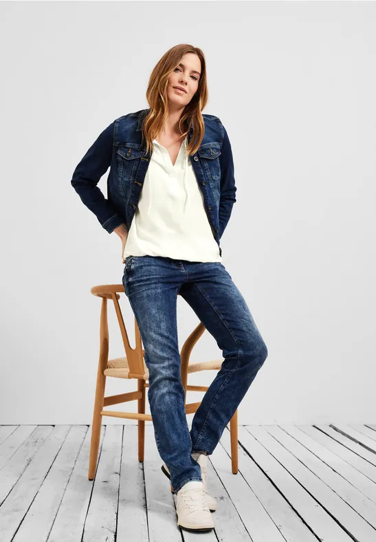 Materialmix Bluse pure off white