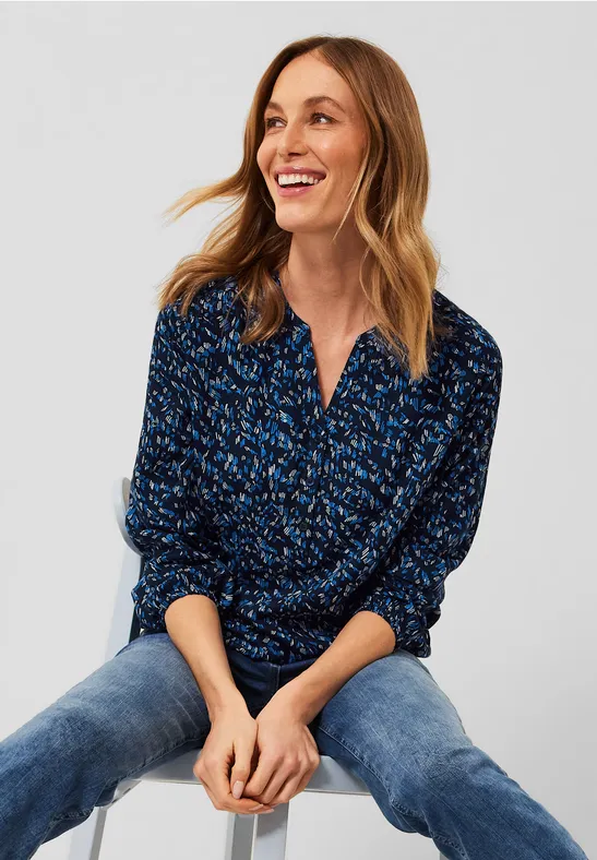 Blouse met print deep blue