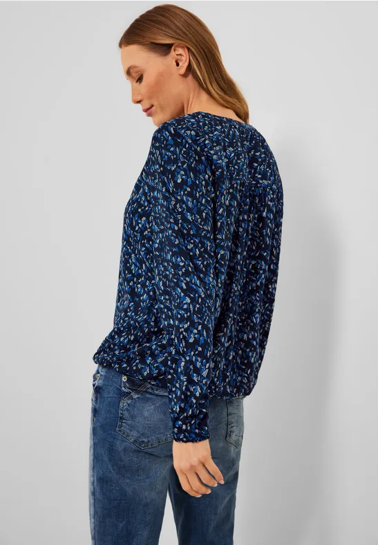 Blouse met print deep blue