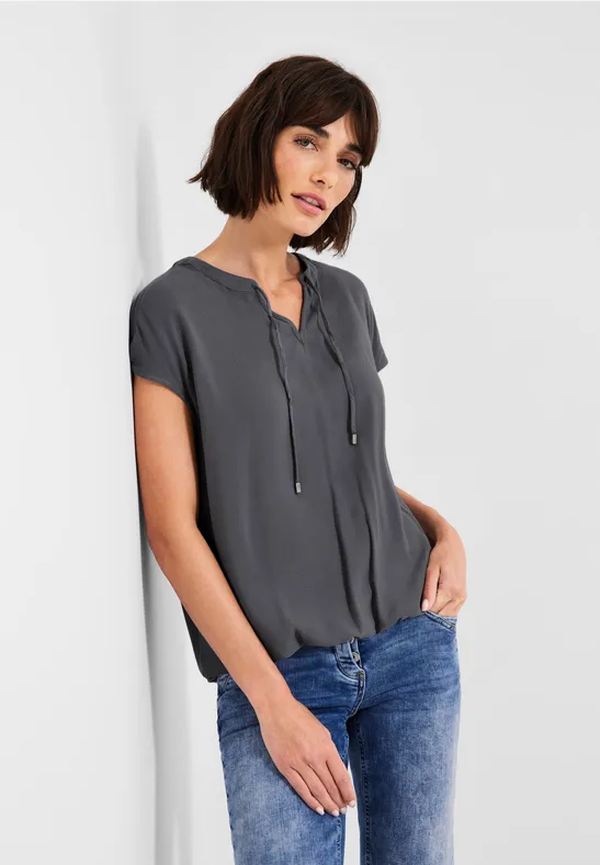 Bluse mit Tunikabändchen graphite light grey