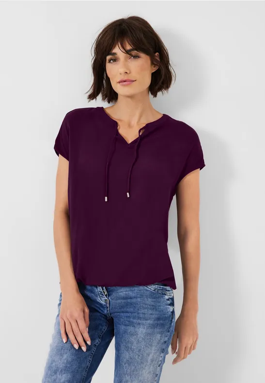 Bluse mit Tunikabändchen deep berry