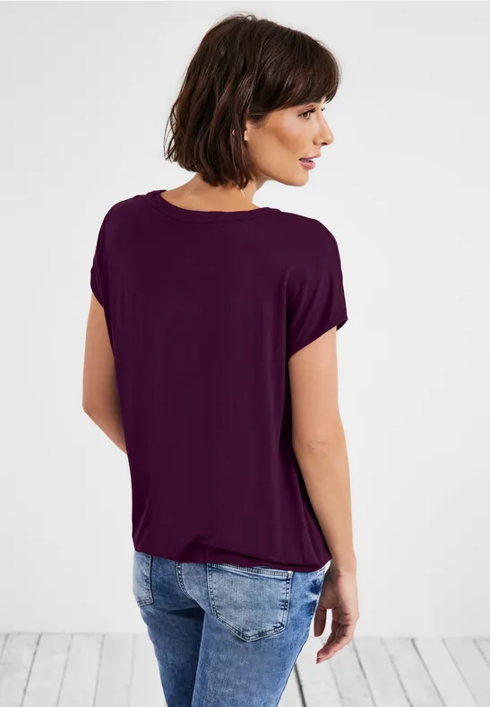 Bluse mit Tunikabändchen deep berry