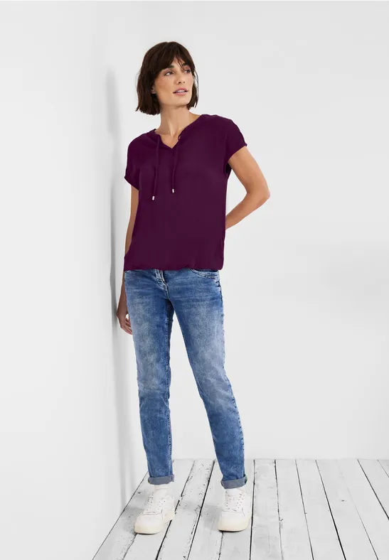 Bluse mit Tunikabändchen deep berry