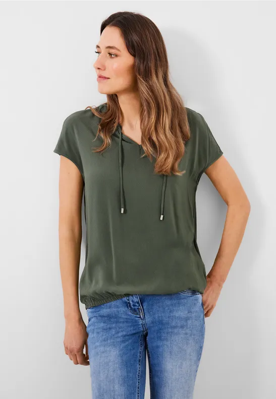 Bluse mit Tunikabändchen desert olive green