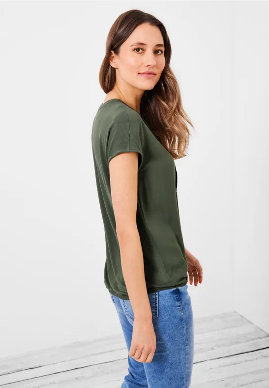 Bluse mit Tunikabändchen desert olive green