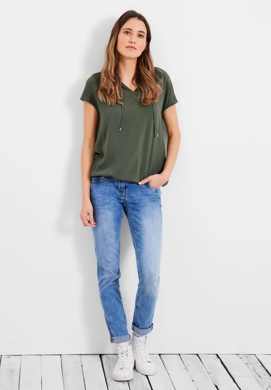 Bluse mit Tunikabändchen desert olive green