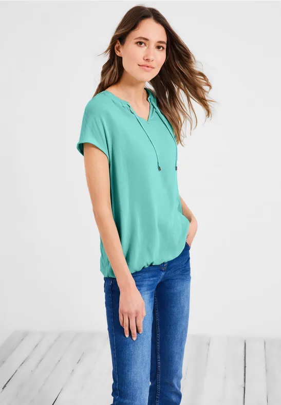 Bluse mit Tunikabändchen cool mint green