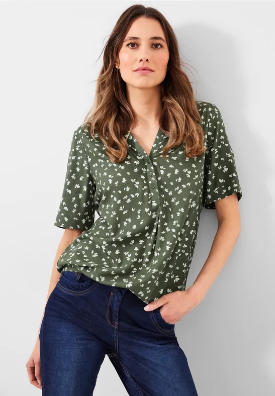 Blouse met kort knooppasje desert olive green