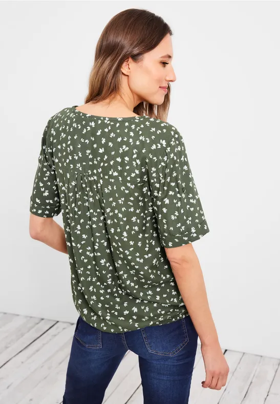 Blouse met kort knooppasje desert olive green