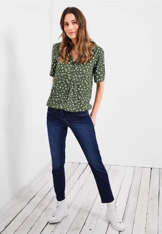 Blouse met kort knooppasje desert olive green