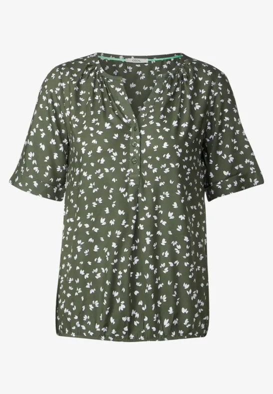 Blouse met kort knooppasje desert olive green