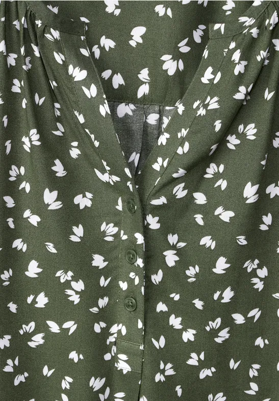 Blouse met kort knooppasje desert olive green