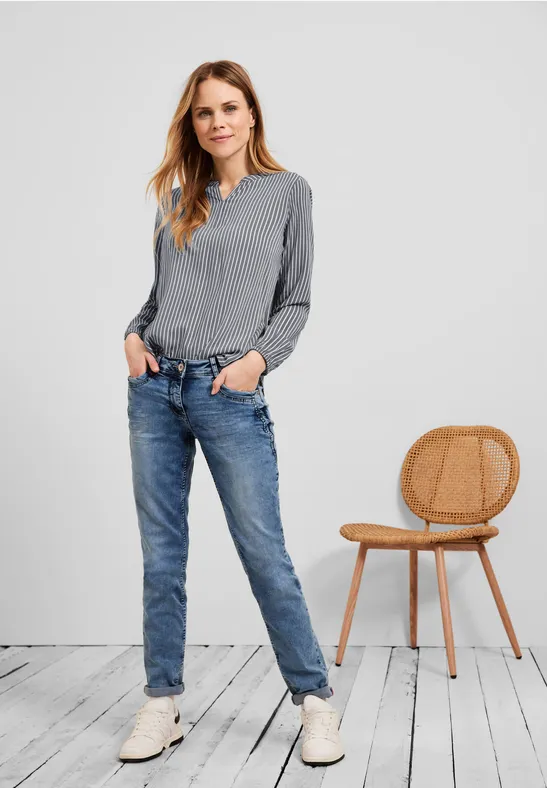 Blouse met gestreept patroon deep blue