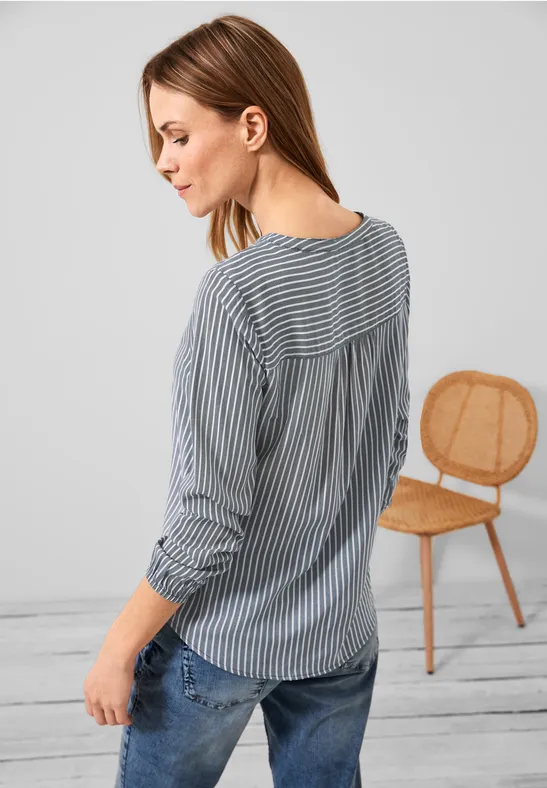 Blouse met gestreept patroon deep blue