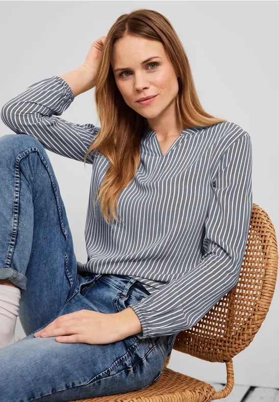 Blouse met gestreept patroon deep blue