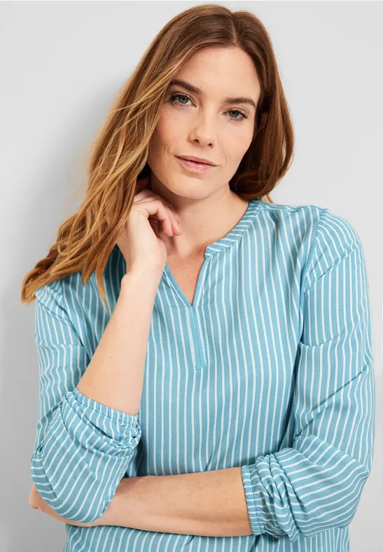 Blouse met gestreept patroon club blue