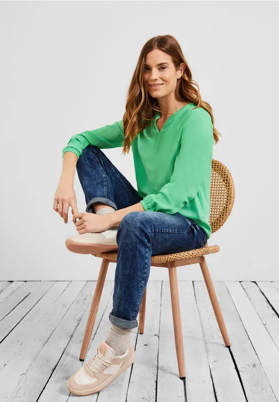 Bluse in Unifarbe smash green