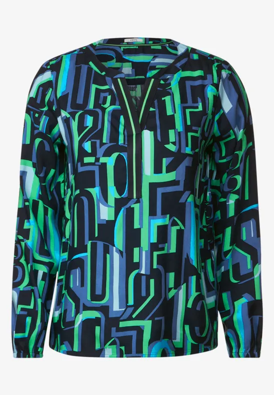 Multicolor Print Bluse deep blue