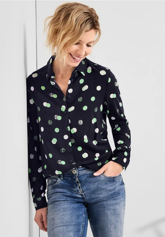 Blouse met print deep blue