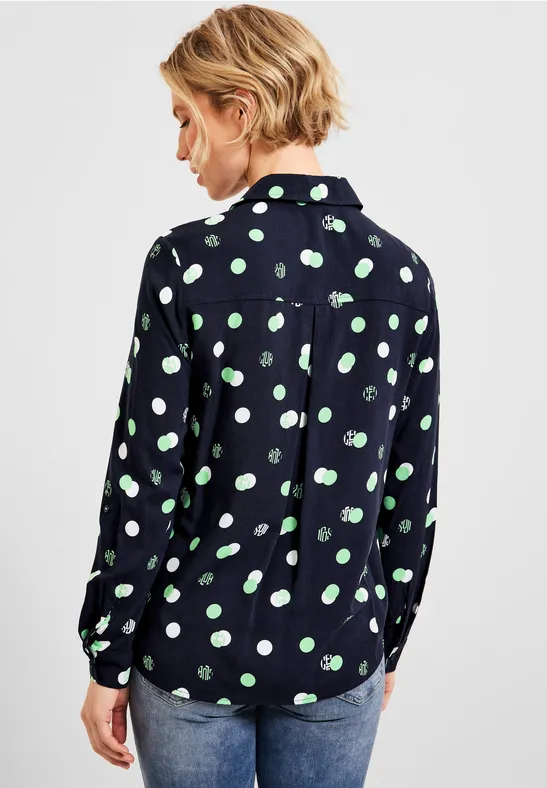 Blouse met print deep blue
