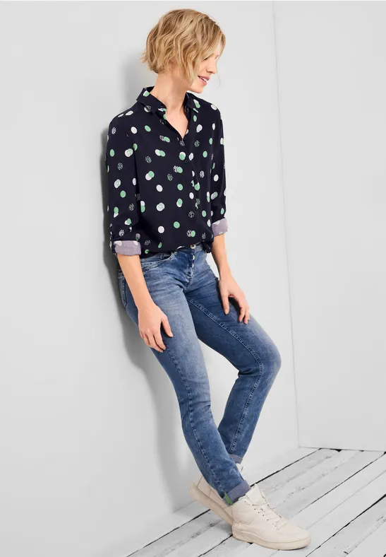 Blouse met print deep blue