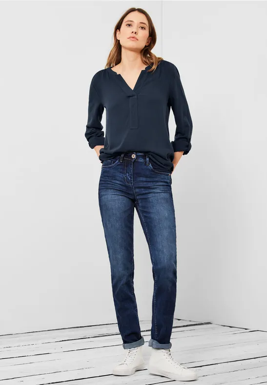 Lange blouse in effen kleur deep blue
