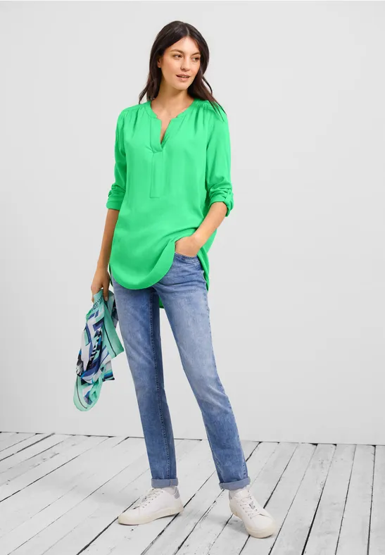 Lange blouse in effen kleur smash green