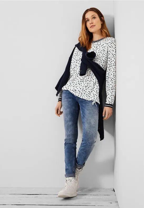 Minimalprint Bluse vanilla white