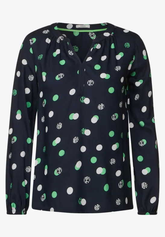 Blouse met onopvallende print deep blue