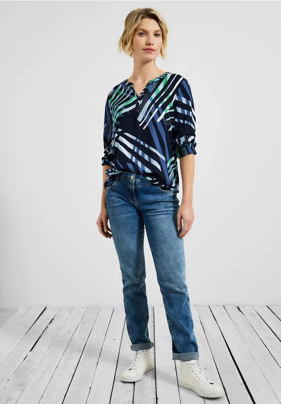 Blouse met print deep blue