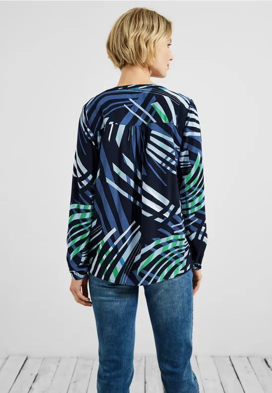 Blouse met print deep blue