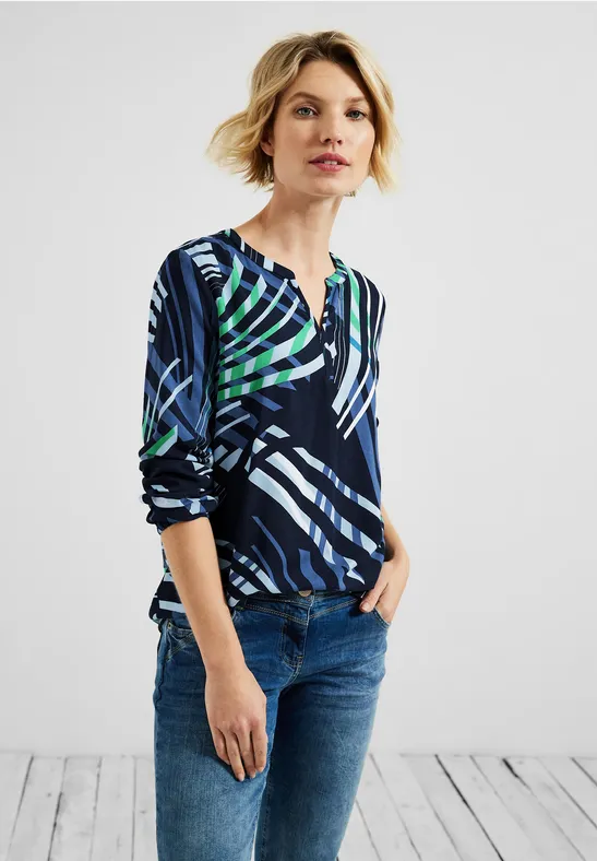 Blouse met print deep blue