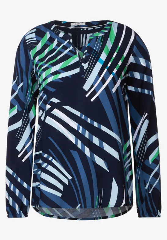 Blouse met print deep blue