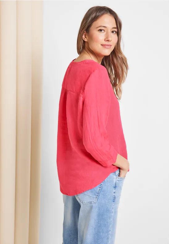 Linnen blouse in effen kleur strawberry red