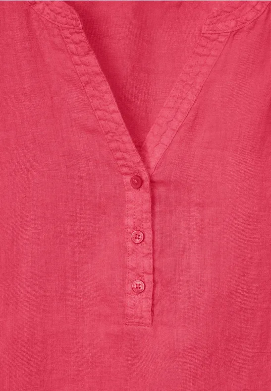 Linnen blouse in effen kleur strawberry red