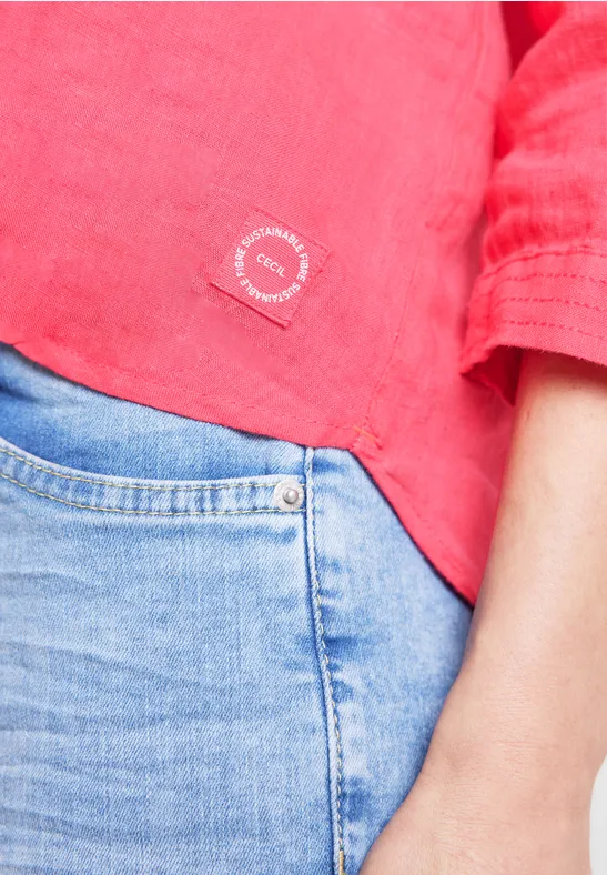 Linnen blouse in effen kleur strawberry red