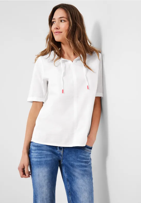 Leinen Bluse in Unifarbe White