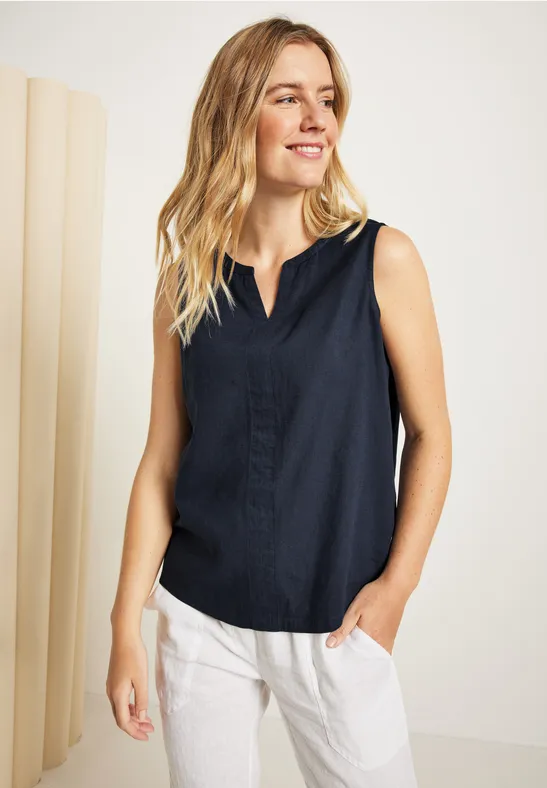 Top im Leinenmix deep blue