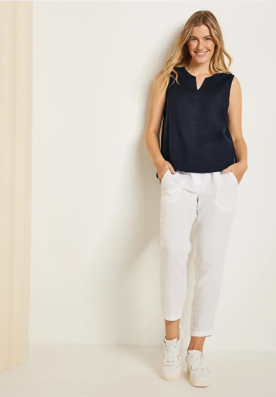 Top im Leinenmix deep blue