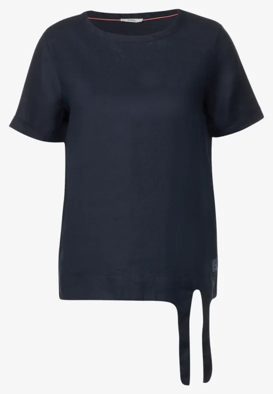 Leinenbluse im Materialmix deep blue