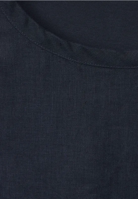 Leinenbluse im Materialmix deep blue