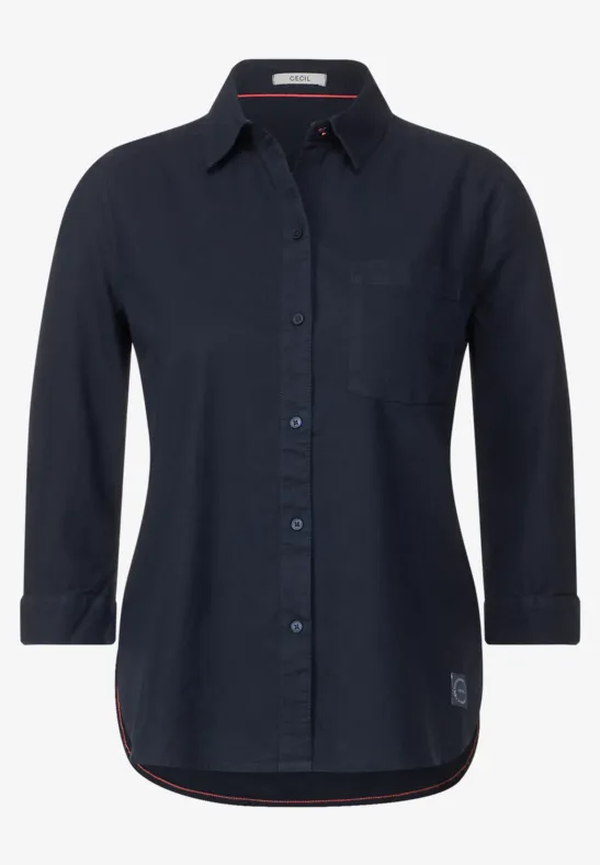 Unifarbene Leinenmix Bluse deep blue