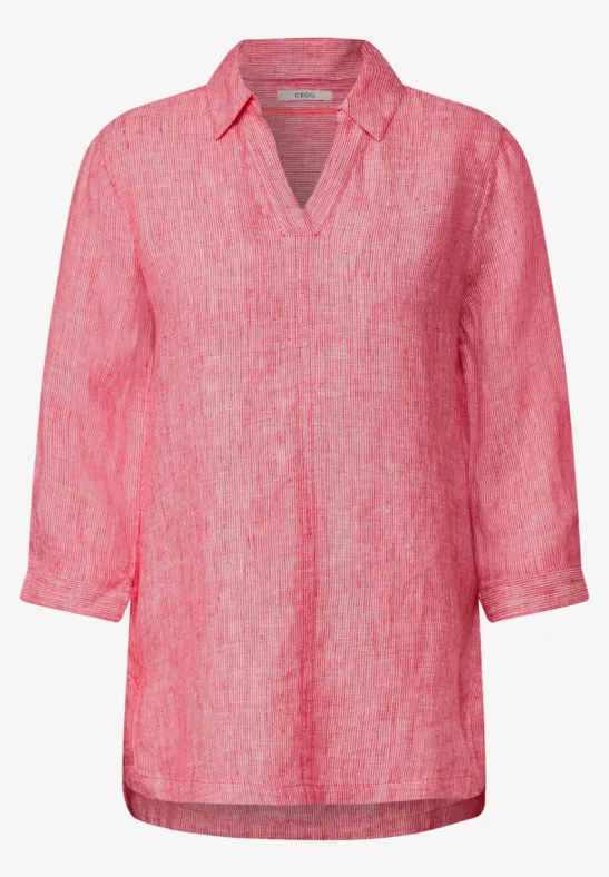Leinen Longbluse strawberry red