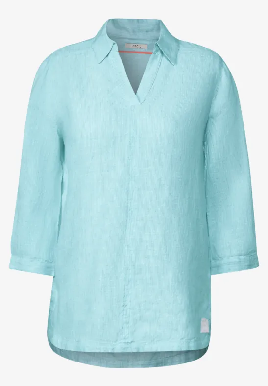 Leinen Longbluse mint green