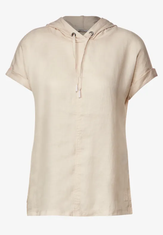 Leinenbluse im Materialmix soft beige