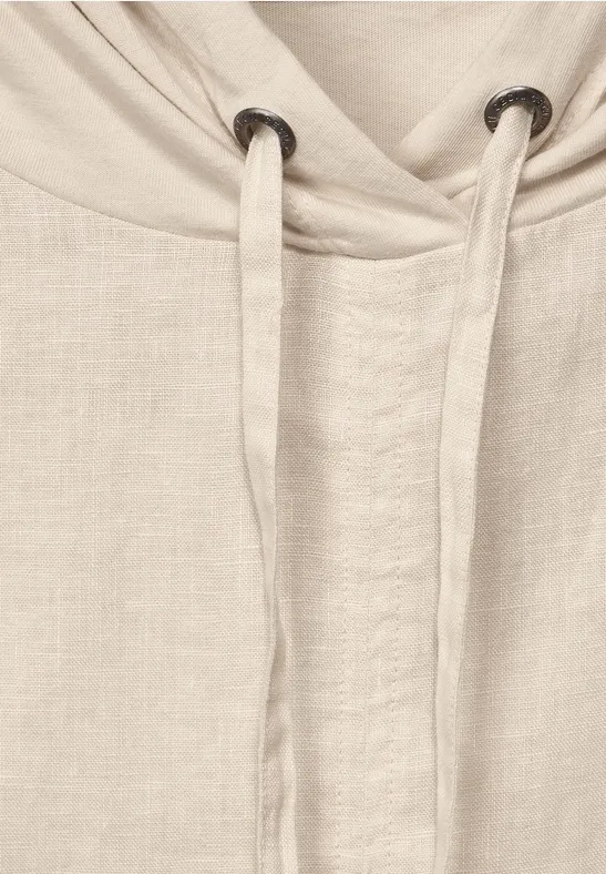 Leinenbluse im Materialmix soft beige