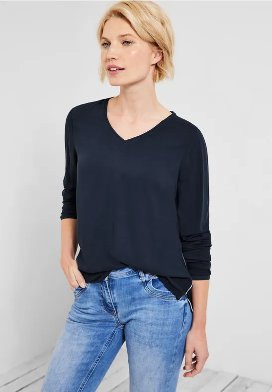 Dobby viscose blouse deep blue